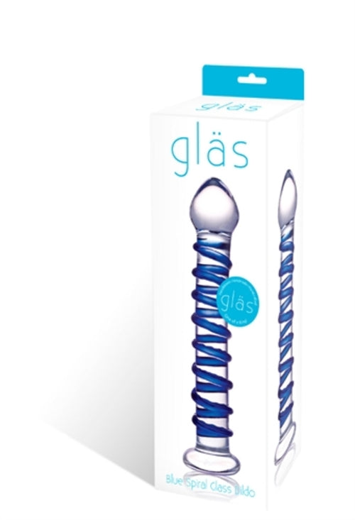 Blue Spiral Glass Dildo