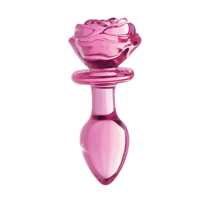 Pink Rose Glass Anal Plug - Medium