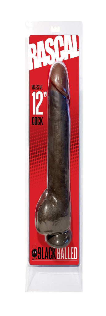 12" Black Balled Dildo