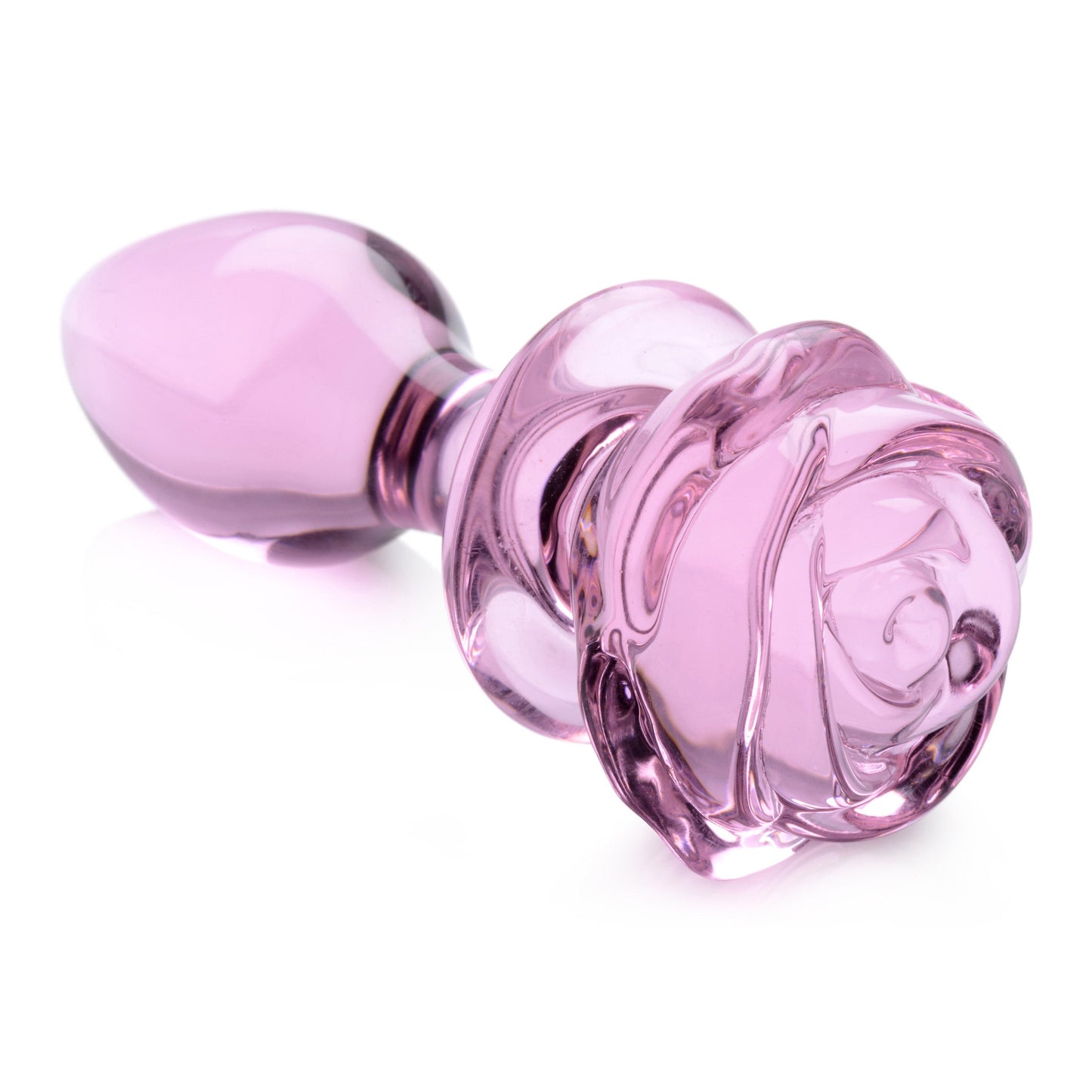 Pink Rose Glass Anal Plug - Medium