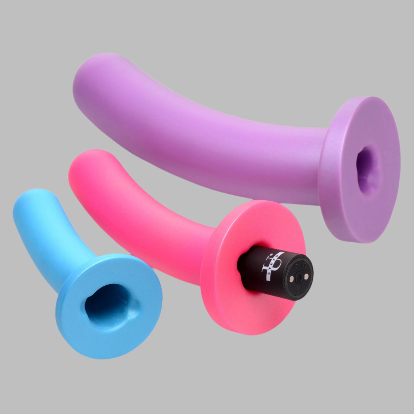 Triple Peg 28X Vibrating Silicone Dildo Set w- Remote