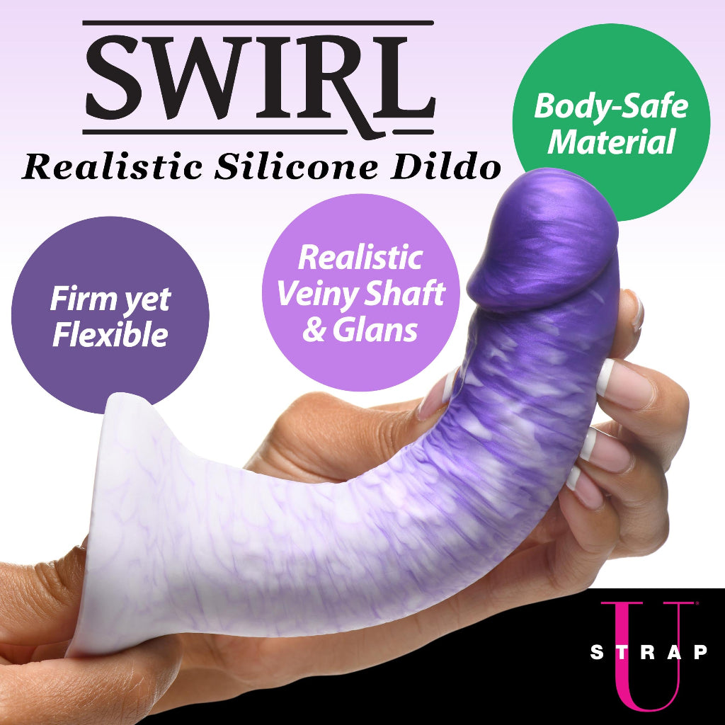 7.9" Real Swirl Realistic Silicone Dildo - Purple