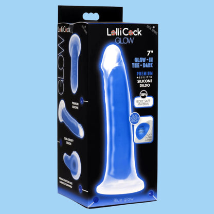 7" Glow-in-the-Dark Silicone Dildo - Blue