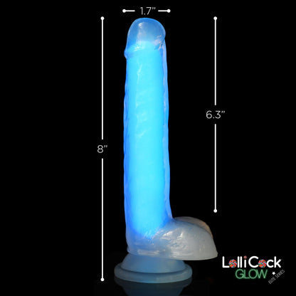 7" Glow-in-the-Dark Silicone Dildo Blue- with Balls