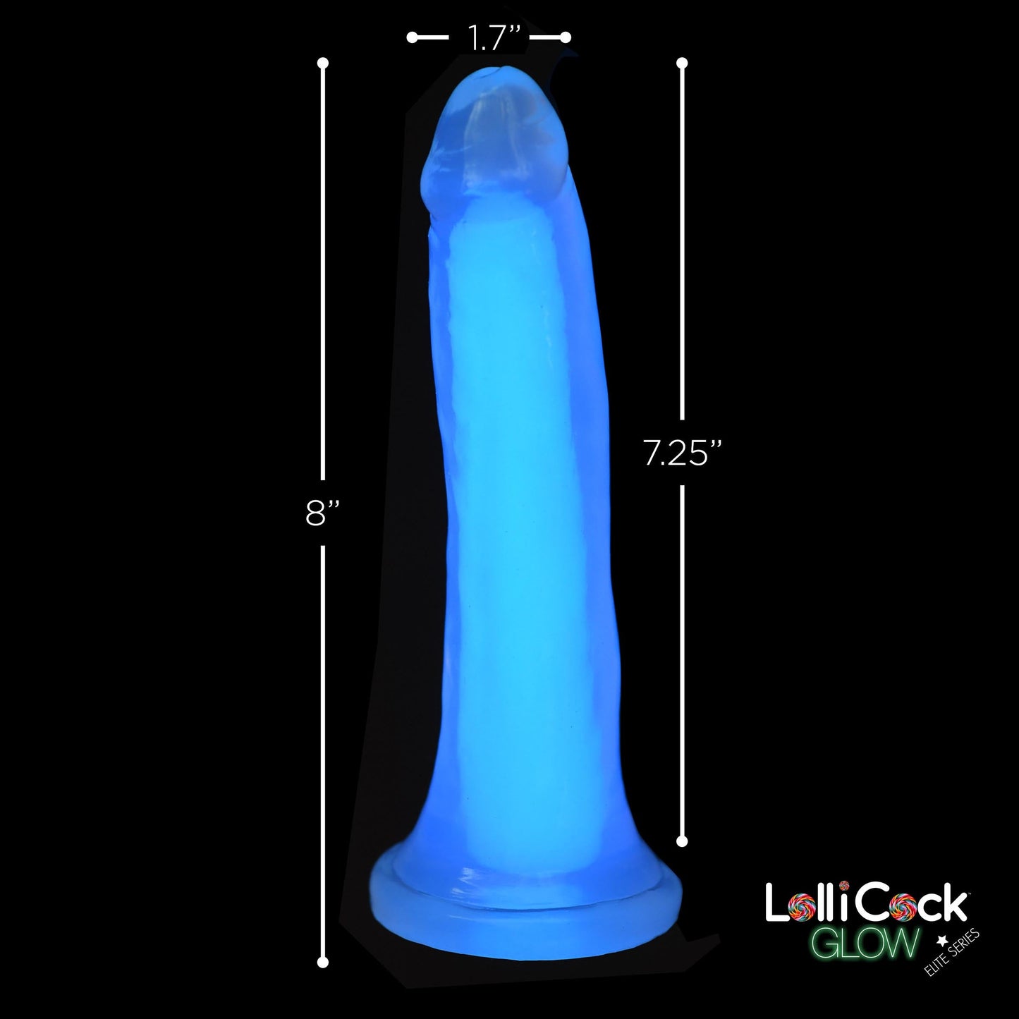 7" Glow-in-the-Dark Silicone Dildo - Blue