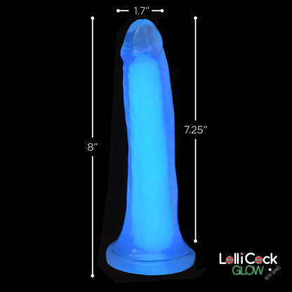 7" Glow-in-the-Dark Silicone Dildo - Blue