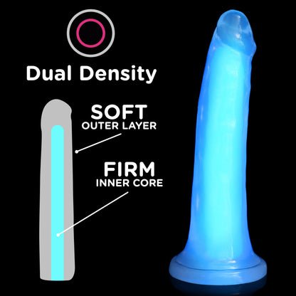 7" Glow-in-the-Dark Silicone Dildo - Blue