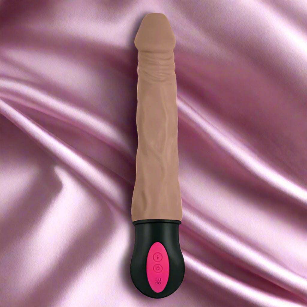 Realistic Warming 7 inch Vibrating Dildo Brown